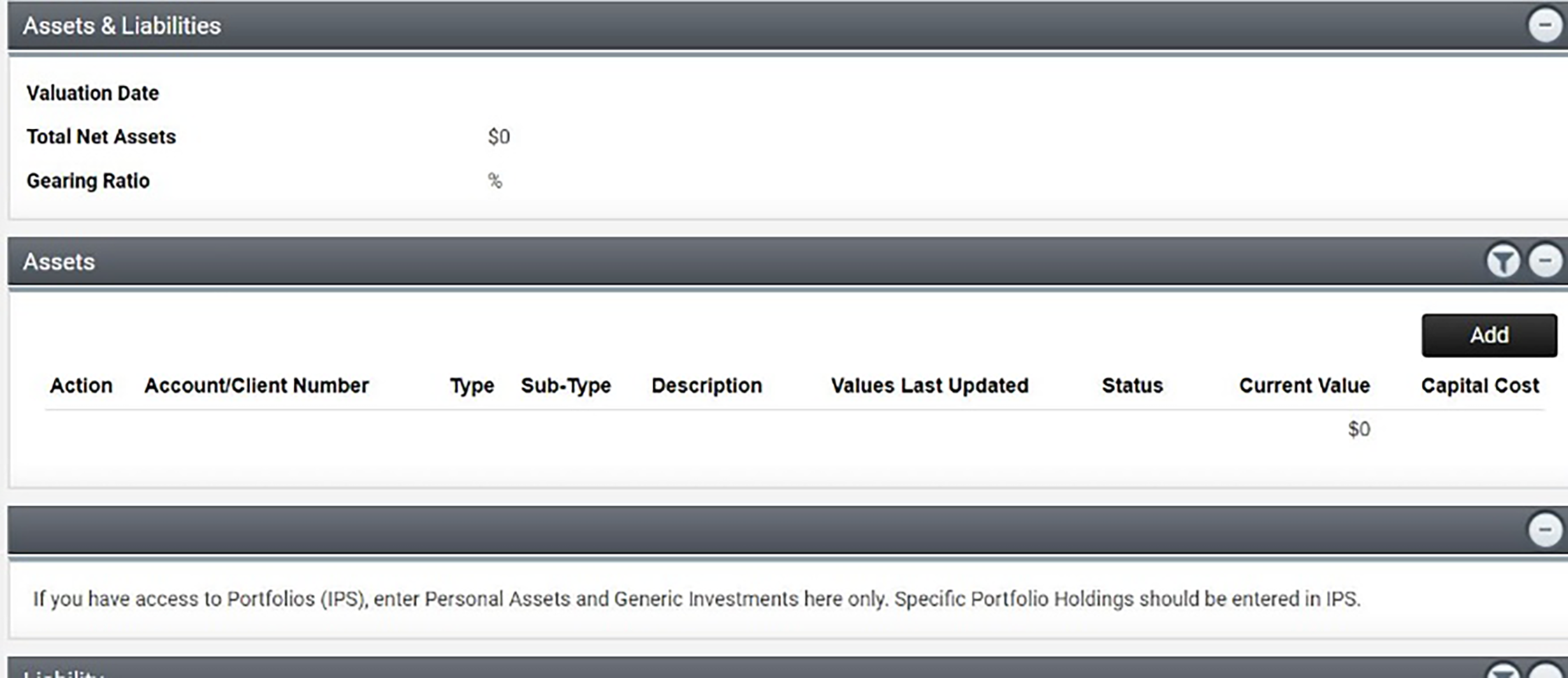 Assets and Liabilities